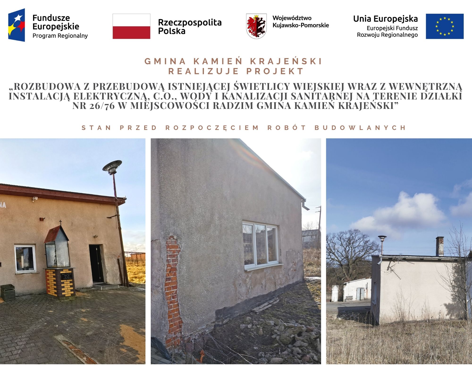Budynek świetlicy w Radzimiu przed rozbudową