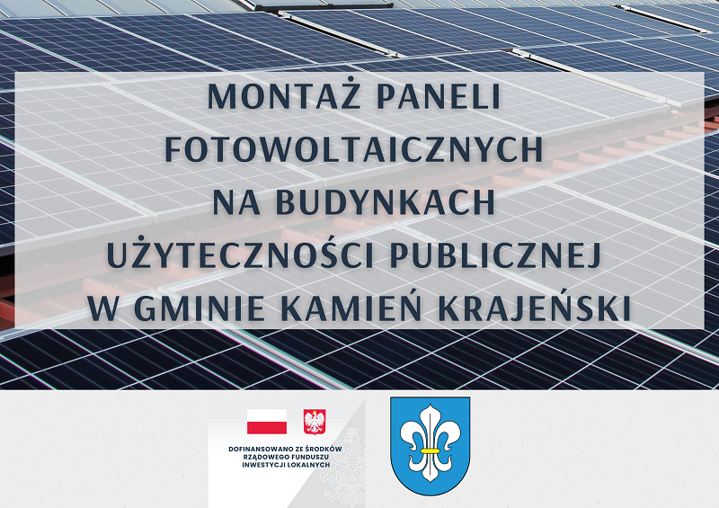 Tablica informacyjna dla projektu montaż fotowoltaiki na budynkach gminnych 