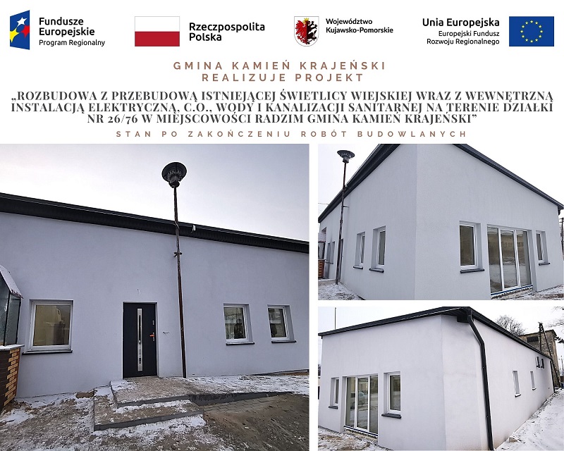 Świetlica w Radzimiu po rozbudowie; grudzień 2021