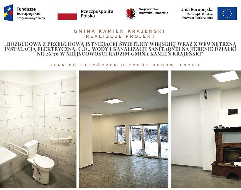 Świetlica w Radzimiu po rozbudowie - sala; grudzień 2021