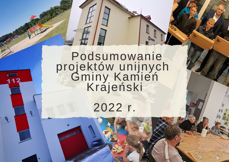 Kolaż zdjęć z projektów gminy Kamień Krajeński