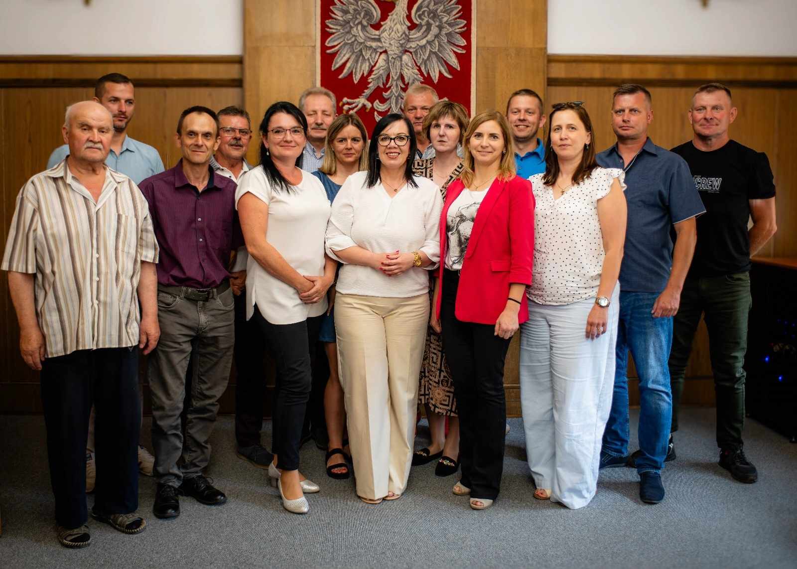 Sołtysi z gminy Kamień Krajeński z Burmistrz Kamienia Krajeńskiego w sali narad Urzędu Miejskiego w Kamieniu Krajeńskim